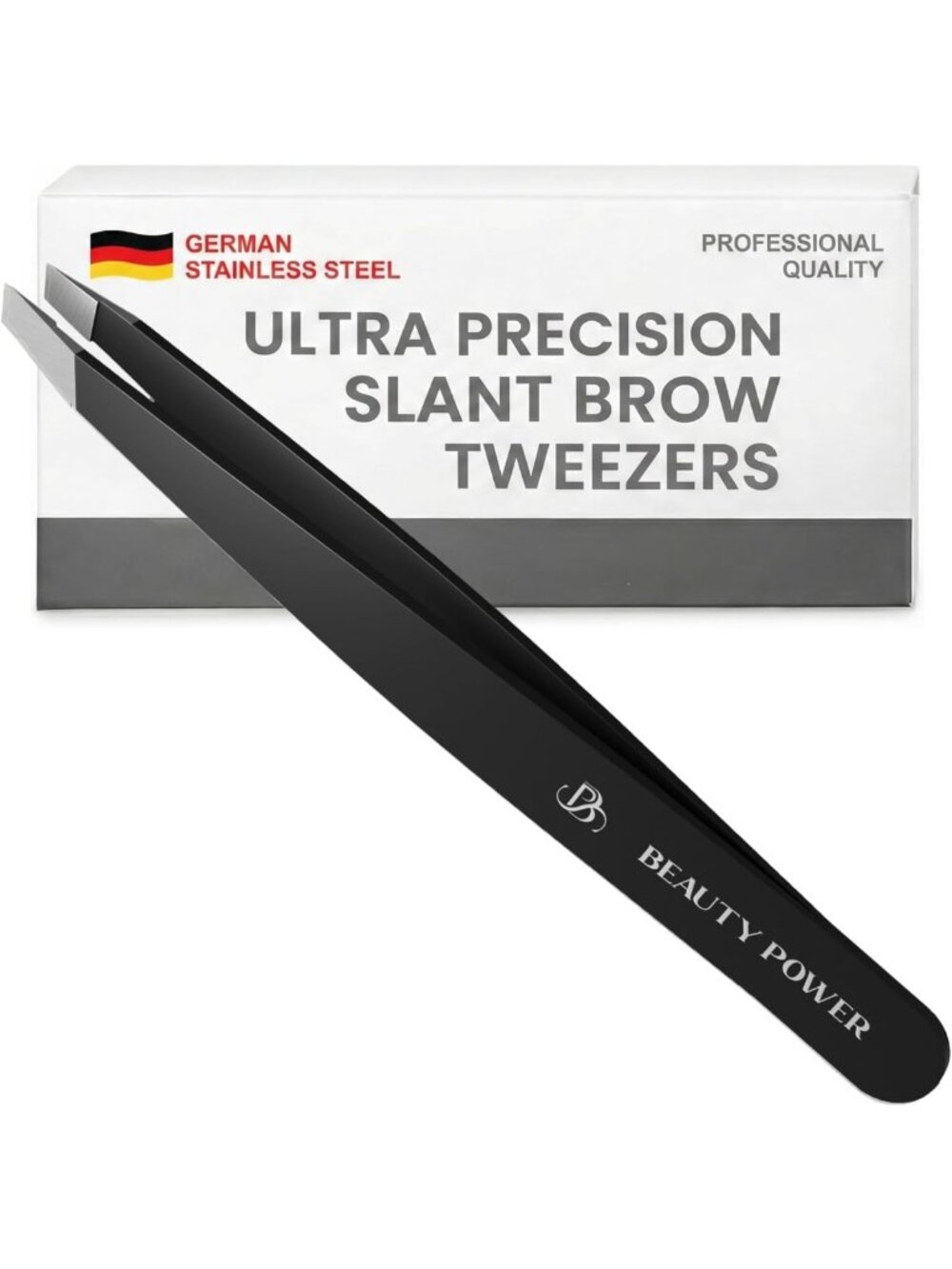 Ultra Precision Tweezers for Eyebrows & Facial Hair Removal - Sharp Slant, Case